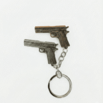 Dual Metal Pistol Charm Keychain